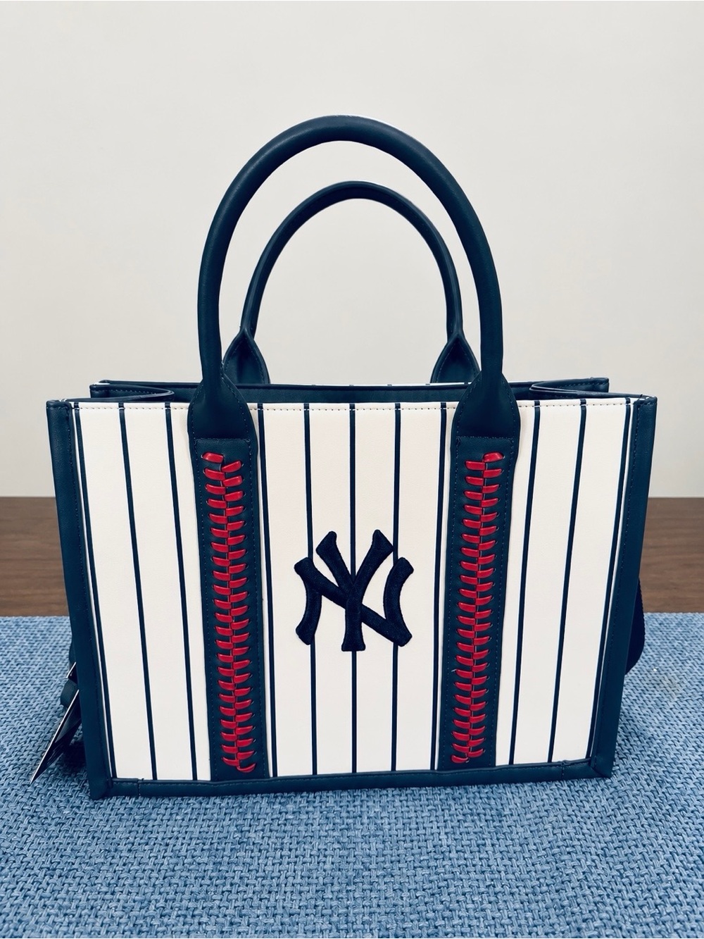 Montana West Licensed MLB New York Yankees Pinstripe Tote With Shoulder Strap
